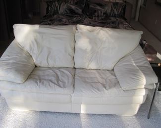 Leather Love Seat in the Style of Roche Bobois.