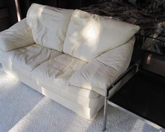Leather Love Seat in the Style of Roche Bobois.