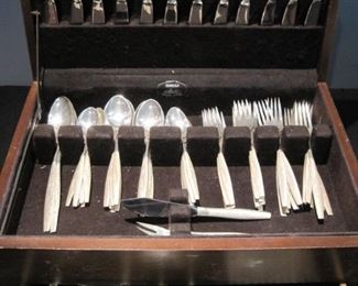 Sterling Silver Flatware service for 12, Monogrammed "B".