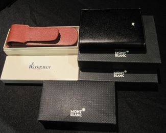 Mont Blanc and Waterman leather accessories.