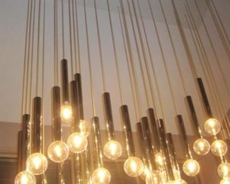 Very Large Italian Chrome and Glass Ball Chandelier likely by Gaetano Sciolari. Measures 7 1/2' wide x 8' high. Buy it Now for $7,500. 952-261-6461 for viewing. You will likely not find another anytime soon!