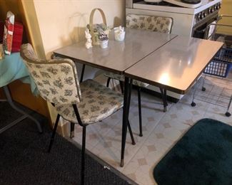 Adorable Formica drop leaf table with 2 chairs