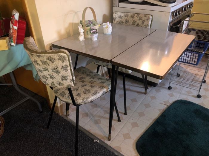 Adorable Formica drop leaf table with 2 chairs