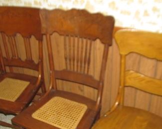 Various caned chairs