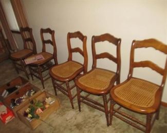 Set of 5 caned chairs