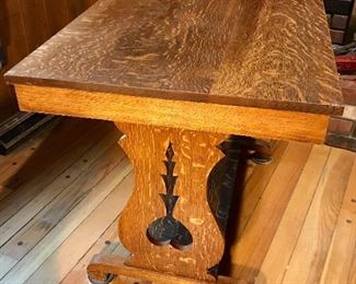 side view of oak library desk