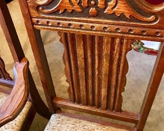 Carved set of 7 dining room chairs