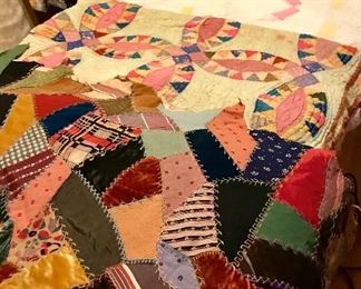 2 old crazy quilts