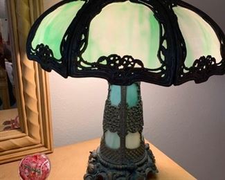 Vintage Tiffany Style Slag Stained Glass Lamp!