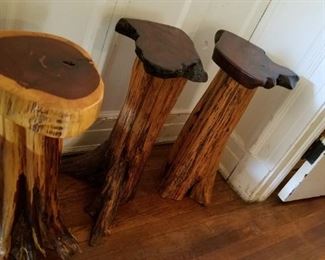 Hand carved wood stools