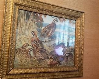 Gorgeous antique framed quail picture