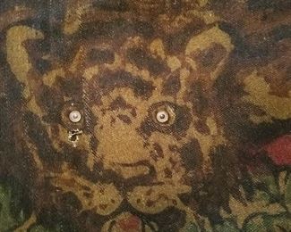 Antique 1800's/1900's carriage robe, lap robe. Features rare button eyes. Great for hanging on wall or floor for any wildlife decor, hunting room