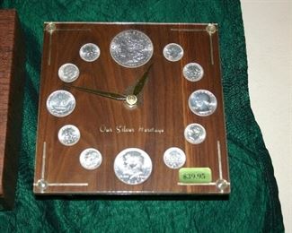 CENTURY OUR SILVER HERITAGE US SILVER COIN CLOCK