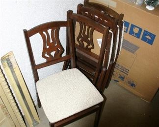 Set of 4 Harp Back Folding Wooden Chairs
