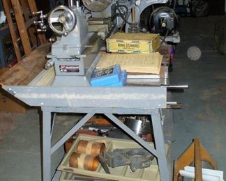 VERY NICE LATHE AND ATTACHMENTS.  ATLAS LATHE COMPLETE WITH STAND ALSO 
