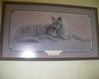 ONE OF THE ARTIST SIGNED NATURE PRINTS OF WOLVES.  BEAUTIFUL AND COLLECTIBLE