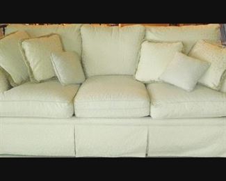 Beautiful Three Cushion Sofa with pillows. Measures approximately 80" wide.