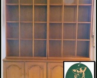 Ethan Allen Book Shelves in four sections. Overall measures 60" by 16" by 75".  These will be sold in two section units. 