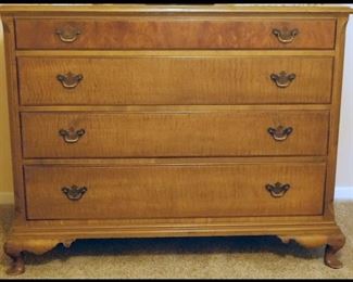 Vintage  "Berkey And Gay"Tiger Stripe and Burrell Maple Dresser. 46" x 22" x 36".