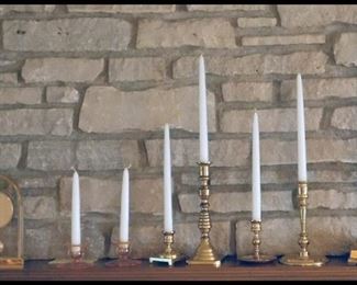 Brass Candle Sticks and Seiko Mantle Clock.