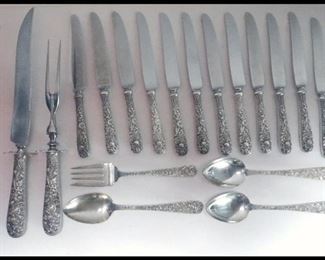 79 Pieces Total of Kirk & Son Repousse  Sterling Silverware. 