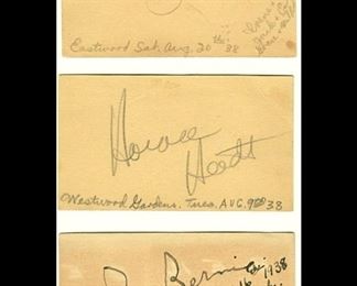 Authentic Autographs of Tommy Dorsey, Horace Heidt and Ben Bernie, (Composer of Sweet Georgia Brown.) 1938.