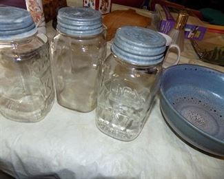 Antique canning jars with lead lids