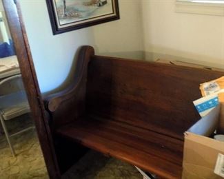 church pew, curved, 35 tall, 97 long, 23 deep