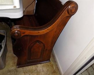 church pew, curved, 35 tall, 97 long, 23 deep