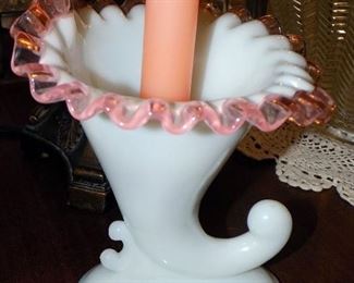 Milk glass candle holder