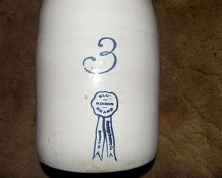  3 gal Crock - Blue Ribbon Bran - Buckeye Pottery, Bascomb IL