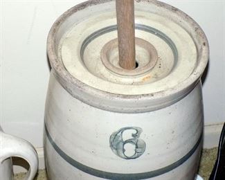 Crockery butter churn with dasher good condition