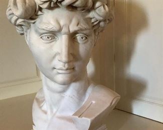  large carrera  marble bust of david  