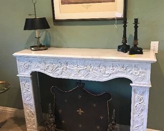 Carved marble fireplace surround 