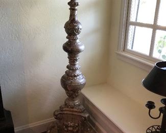 Large 18thc silvered alter candlestick 