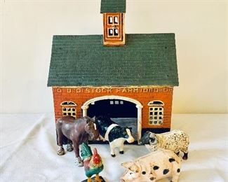Metal Barn and Farm Animals.