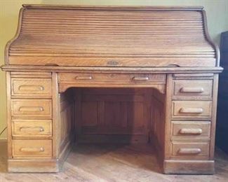 Roll Top Antique Oak Desk