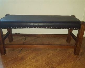 bench leather wood
