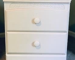 White bedroom suite: Dresser with Mirror, Chest of Drawers, Night Stand