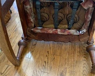 Rare Victorian Antique Oak Coil Spring Rocking Chair