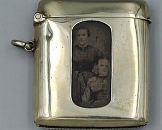 Silver Plated Match Safe with Photo 
