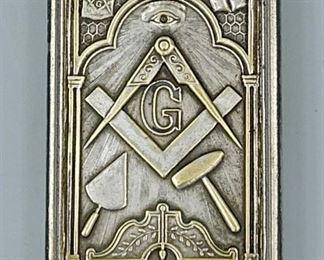 Silver Plated Masonic Match Safe