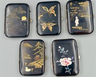 Lot of Japanese Tin Plate Match Safes (5)