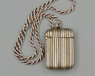 Silver Match Safe on Sterling Rope Chain