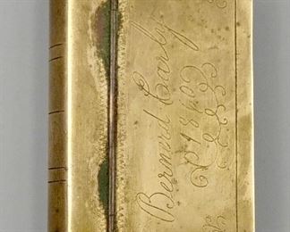 Rare Brass Match Safe Circa 1860