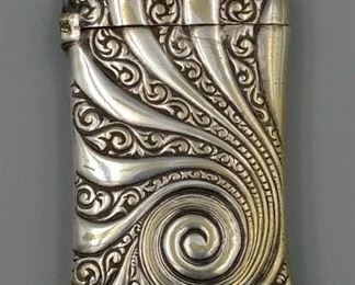  Nickel Plated Repousse Match Safe