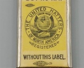 United Hatters Celluloid Adv Match Safe