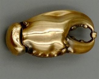 Brass Plated Lobster Claw Match Safe
