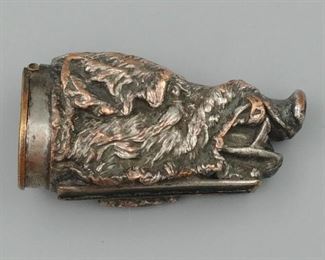 Silver Plated Boar's Head Match Safe
