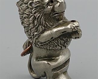 Silver Plated Figural Lion Match Safe